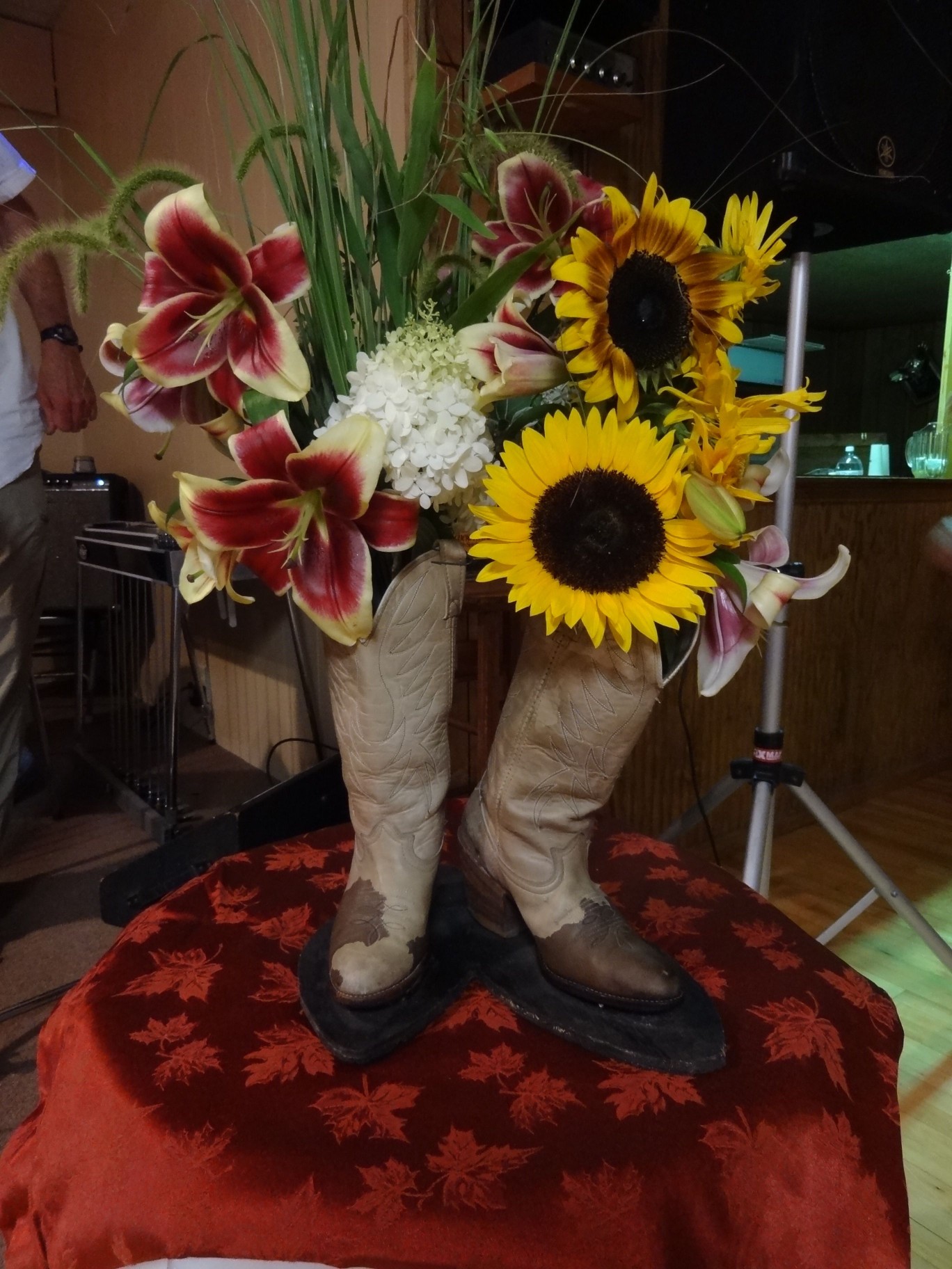 flowers in boots